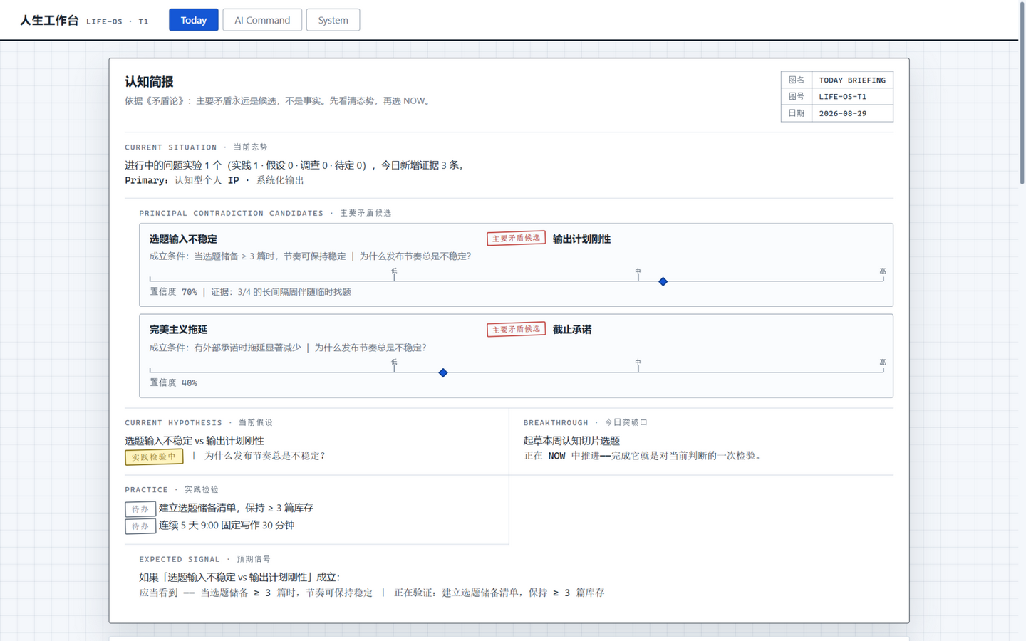 Life-OS Today 界面